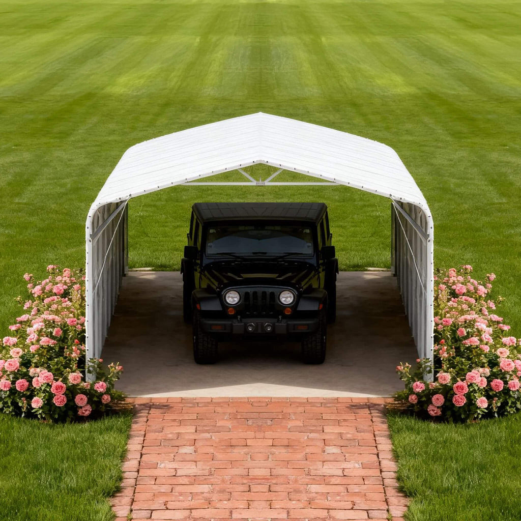 [20X30FT] Heavy-Duty Outdoor Galvanized Steel Carport (SAK21596)