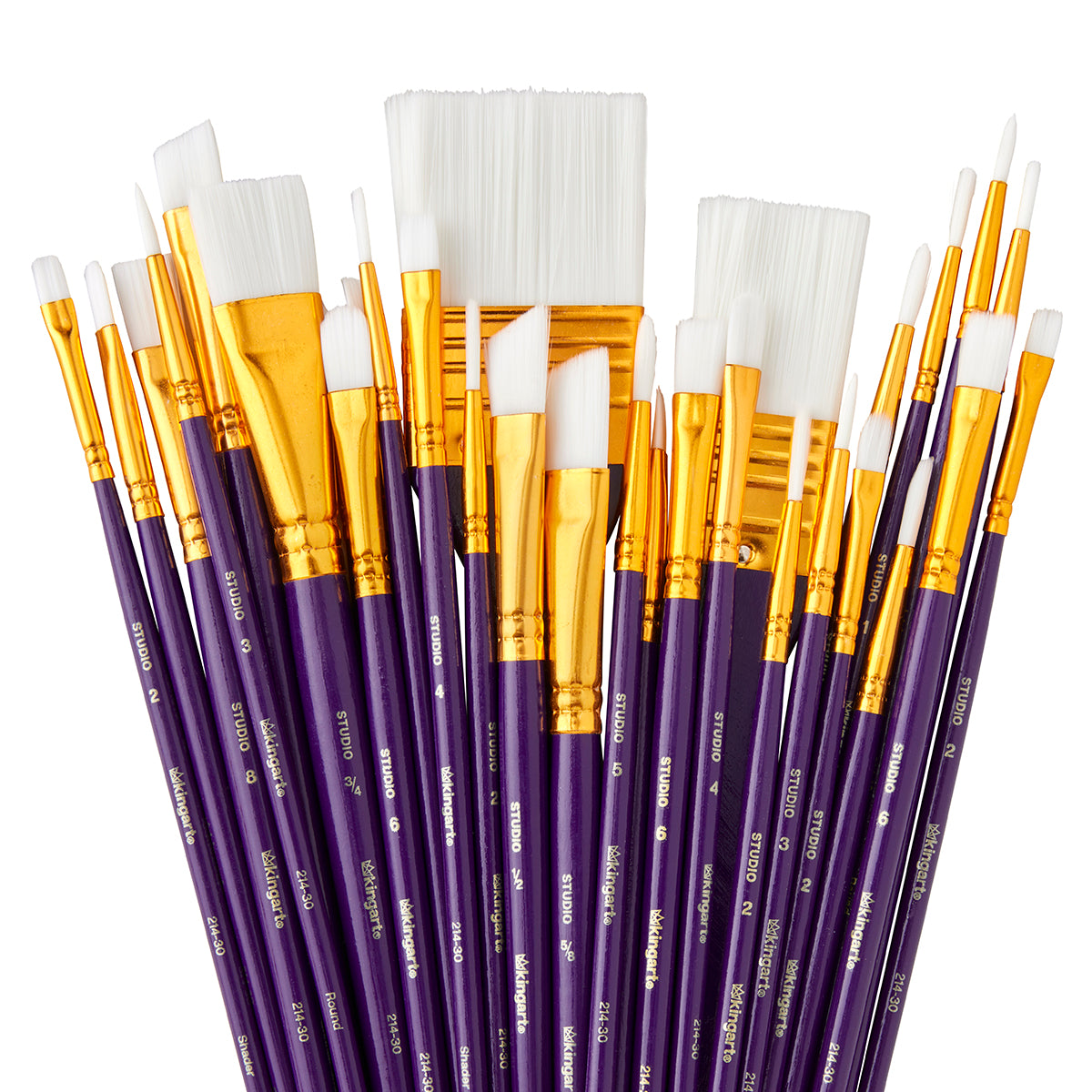 Studio White Nylon Brush Set - Acrylic & Watercolor - 30 pc