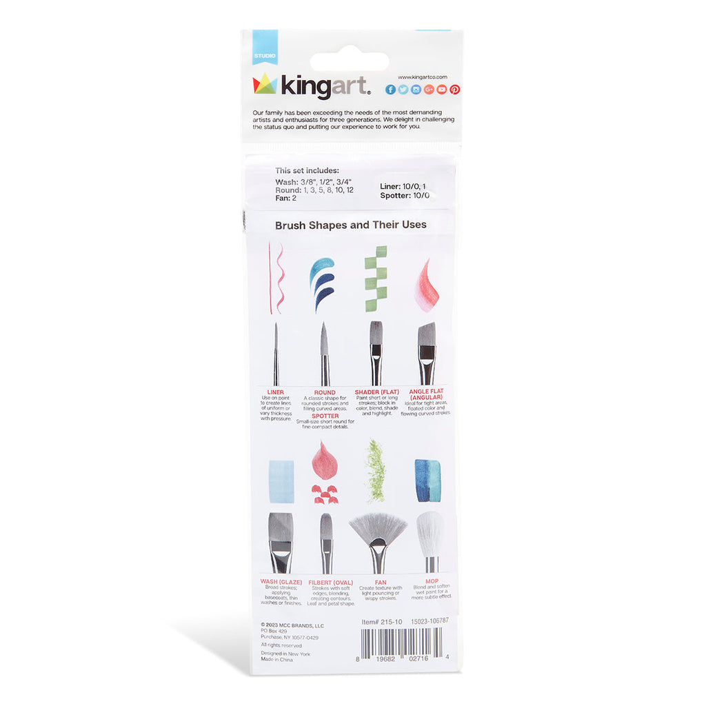 Studio Mixed Media Black Nylon Brush Set - 10 pc