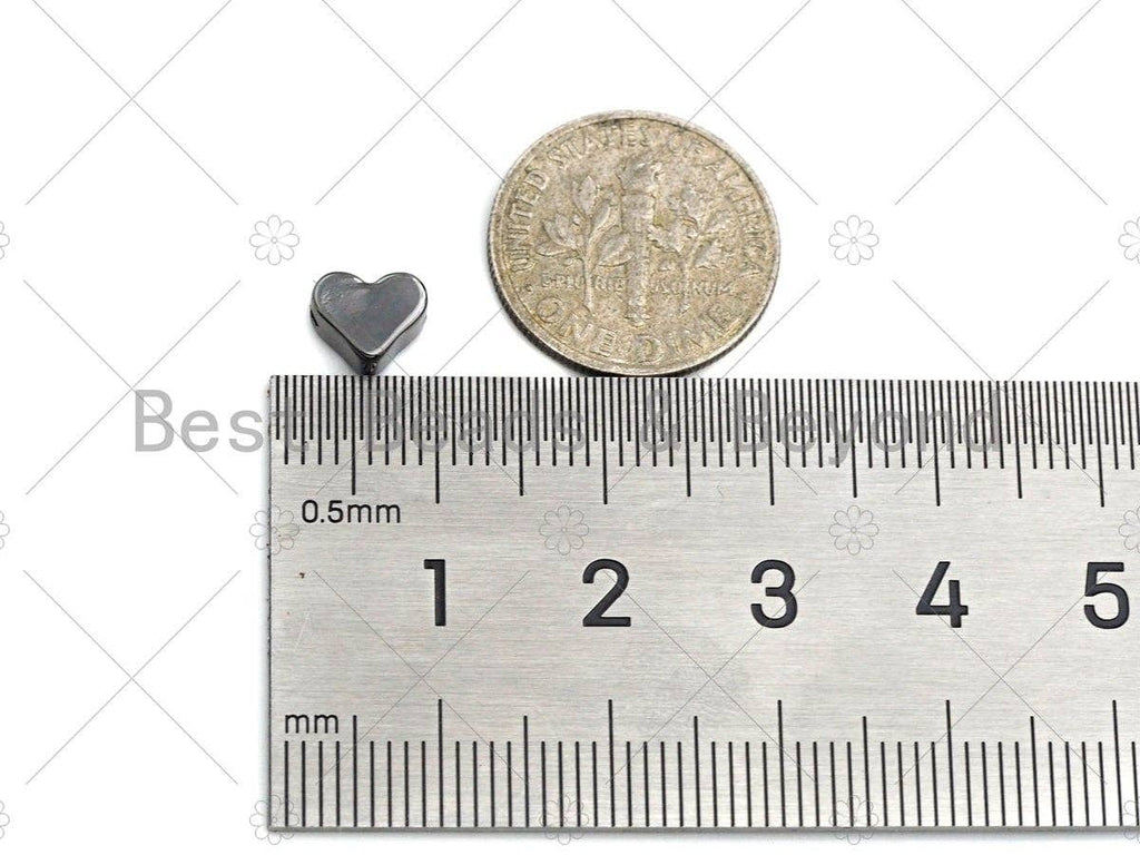 5pc/10pc Shiny Heart Spacer Beads, Gold/Silver/Rose Gold/Black Heart Beads, Dainty heart Space pave Beads, 3x7mm, sku#Y306