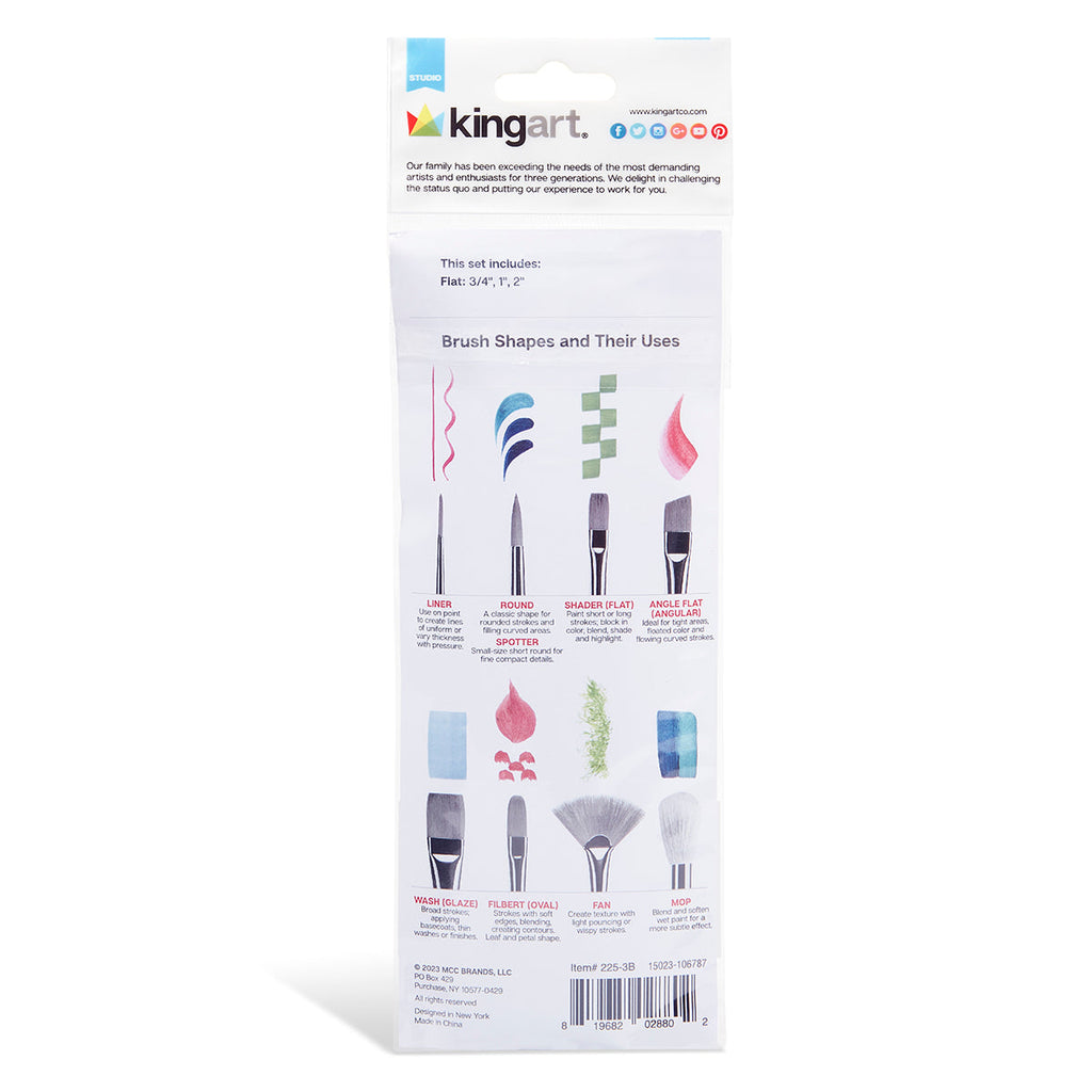 Studio Mixed Media Gold Nylon Brush Set - 3 pc