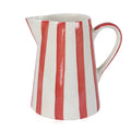 Red Stripe Pitcher | Handpainted Stoneware