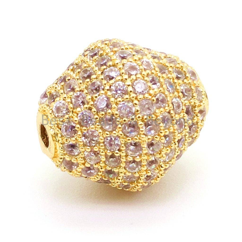 CZ Micro Pave Bicone Spacer Beads for Bracelet/Necklace, Cubic Zirconia Beads, Bracelet beads, 13x12mm, sku#G30