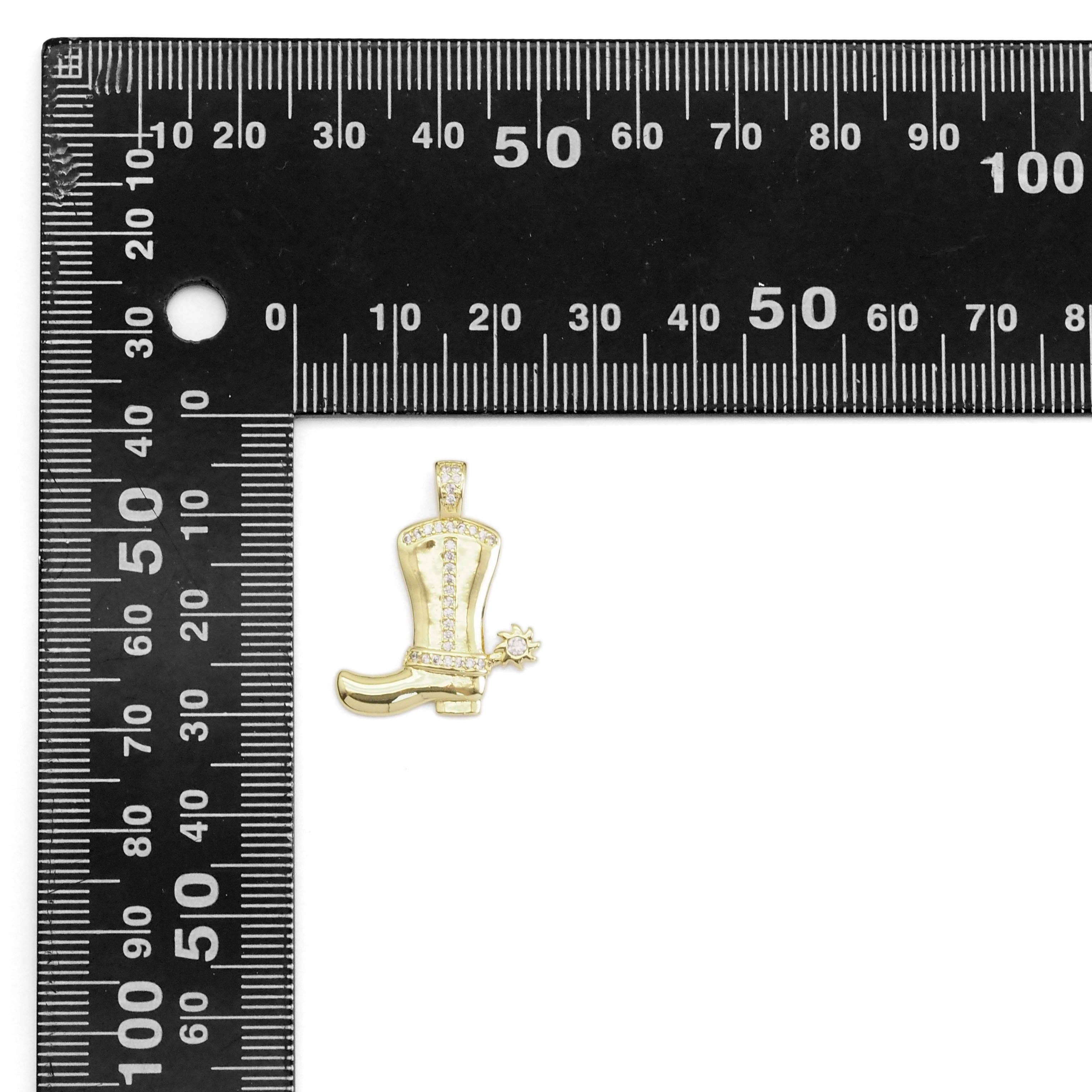 Gold Silver CZ Boot Shape Charm, Sku#Z1472