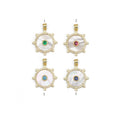 Turquoise Green Red Blue Mother of pearl Spike Round CZ Charm, Sku#LX291