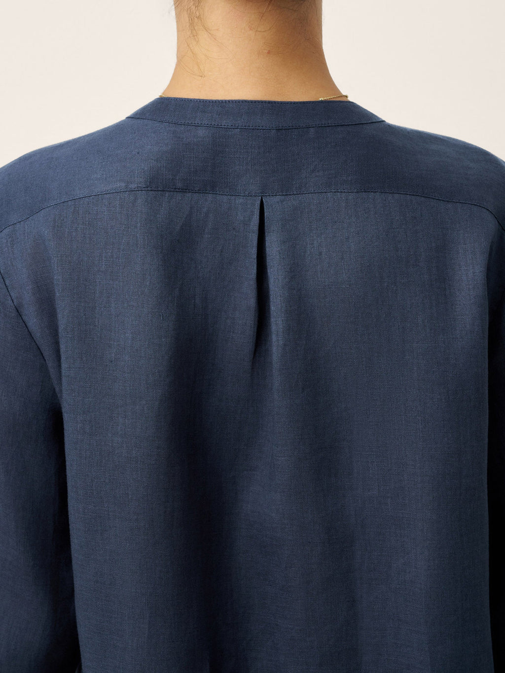 100% Linen Sculpted Accordion Pleat Crew Neck Shirt RANA