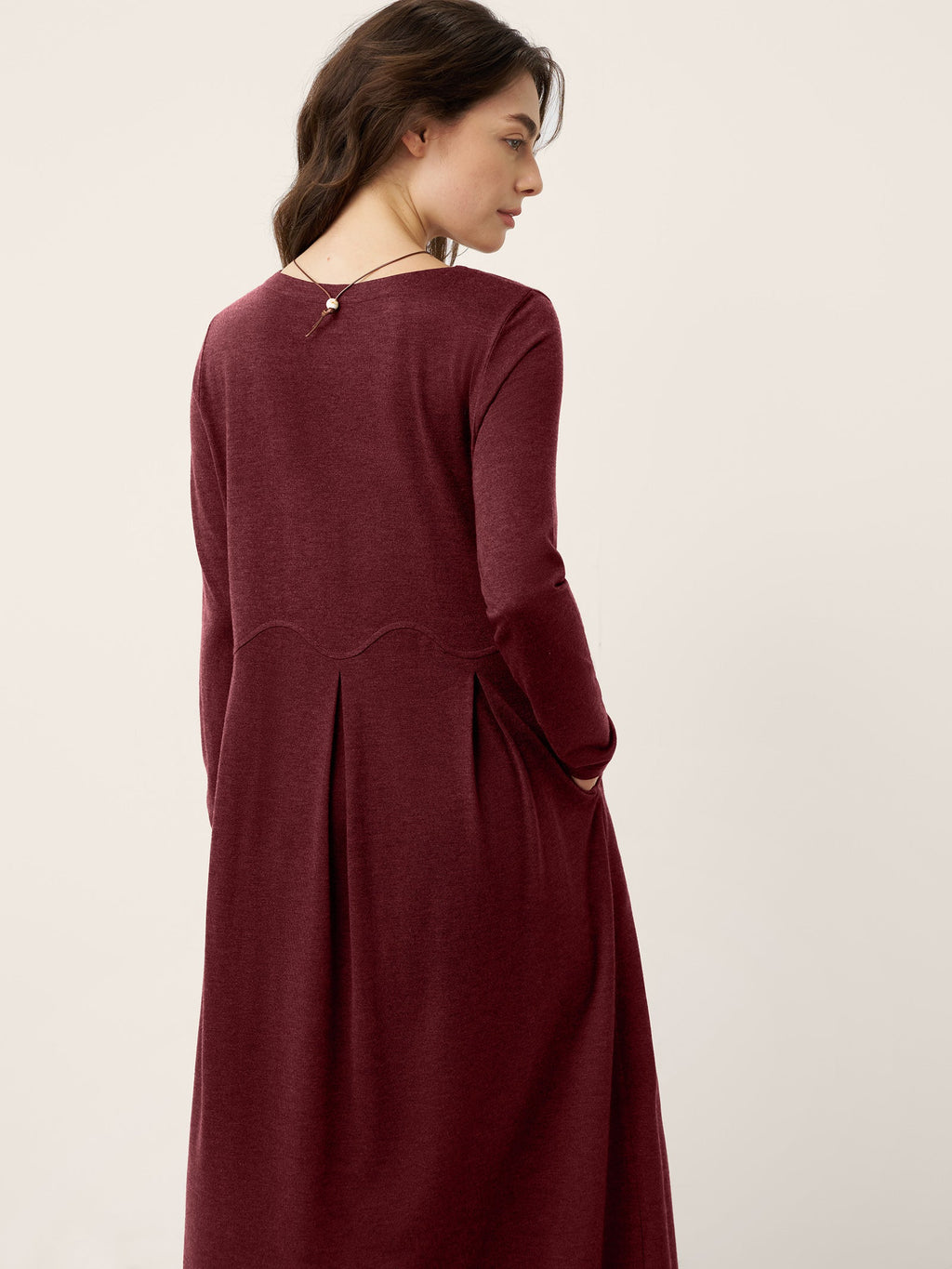 Wool Arc-Panel Sculpted Pleats Midi Dress CALISTA