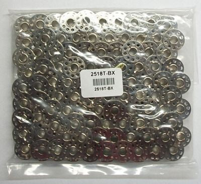 Packaged metal washers with a label on a white background
