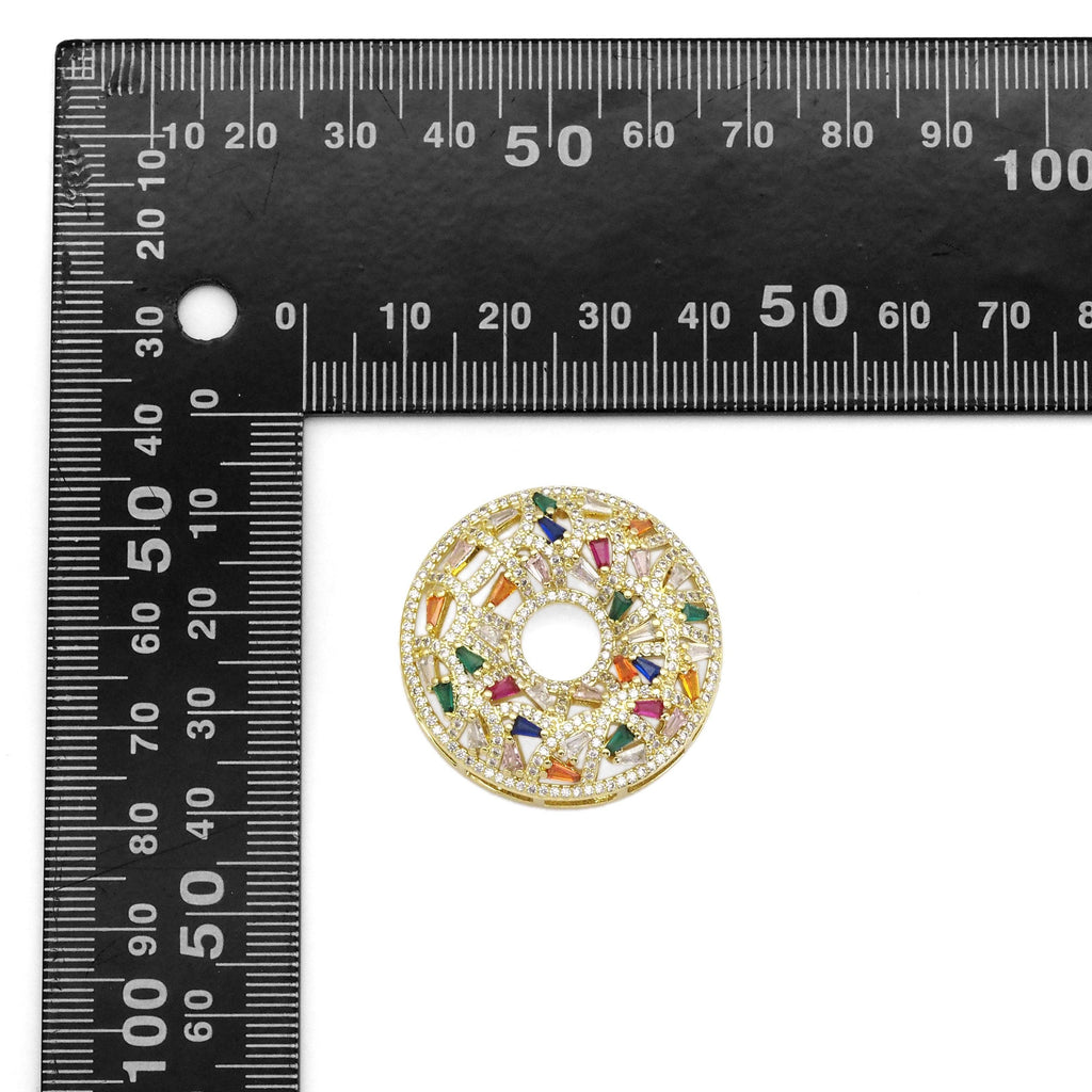Baguette CZ Donut Shape Pendant, Sku#LX319