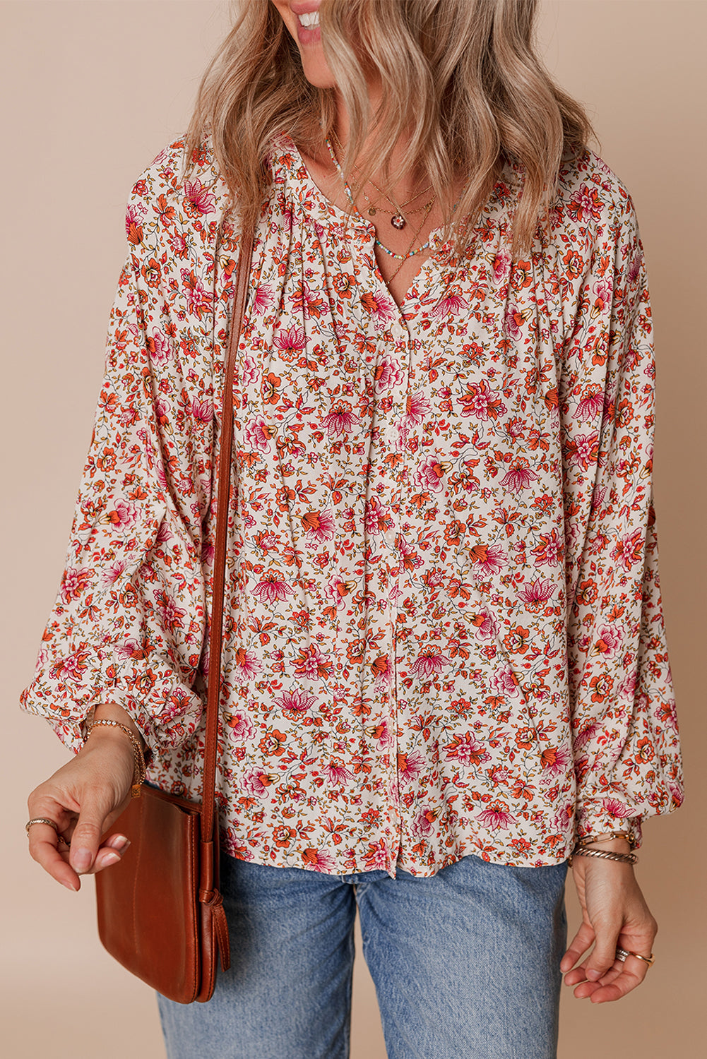 Carter Notched Puff Sleeve Blouse