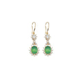 Clear CZ Gold Green Oval Jade Earrings, Sku#LX349