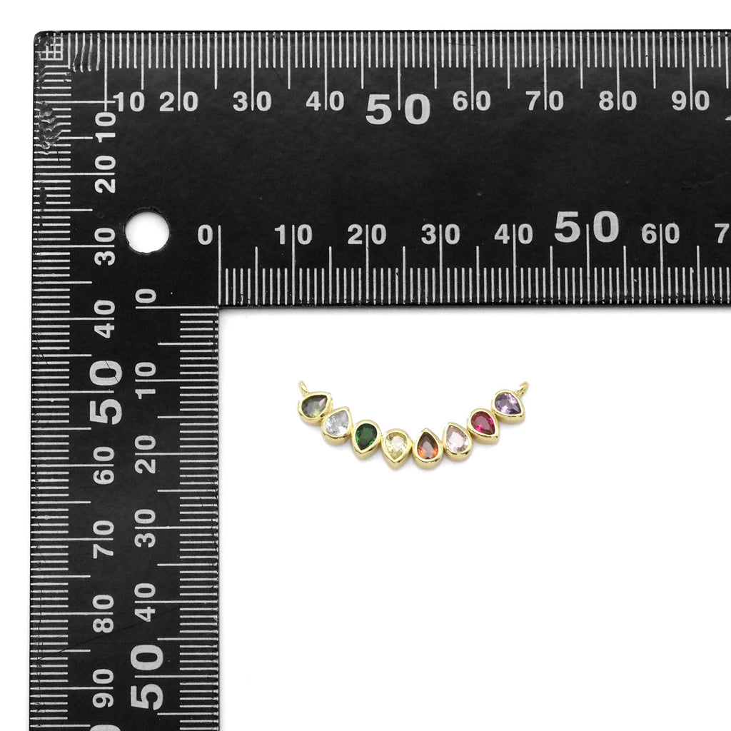 Colorful Teardrop CZ Connector Charm, Sku#LX310