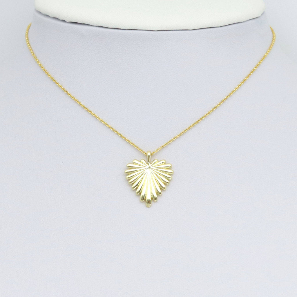 Radial Gold Heart Leaf Shape Charm Pendant, Sku#lx756