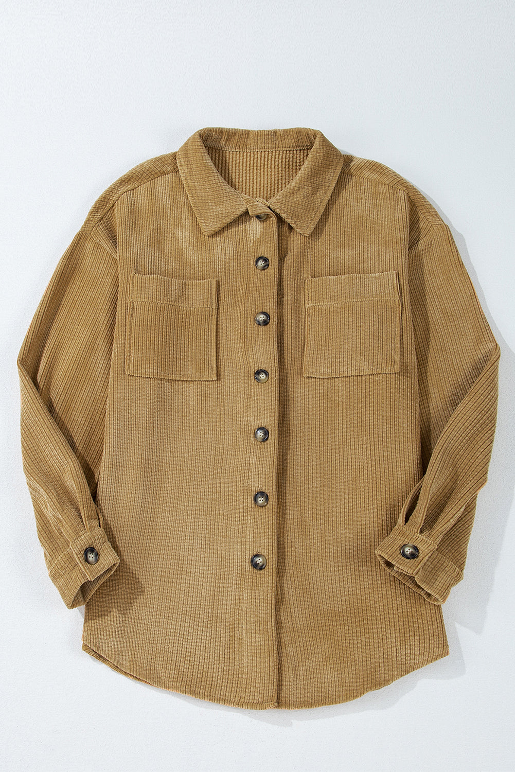 Giuliana Patched Up Corduroy Shacket-Threaded Pear