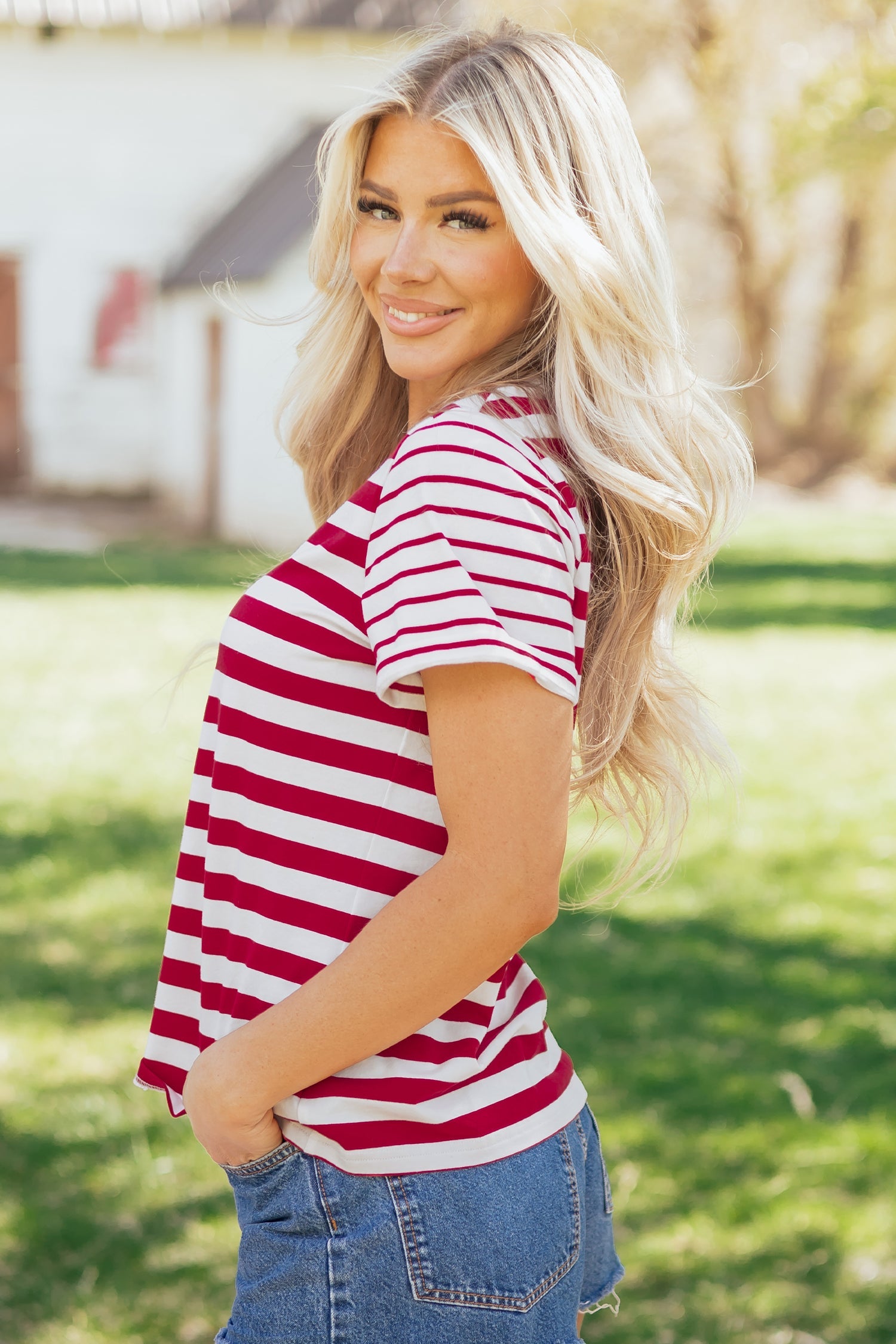 June Stripe Patchwork T Shirt