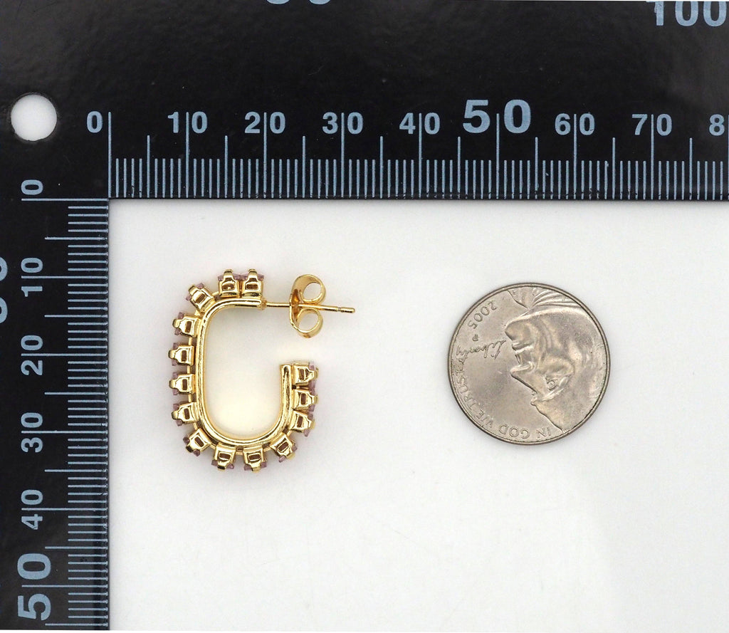 Gold Filled Baguette Colorful CZ Stud Earrings, Sku#LX192