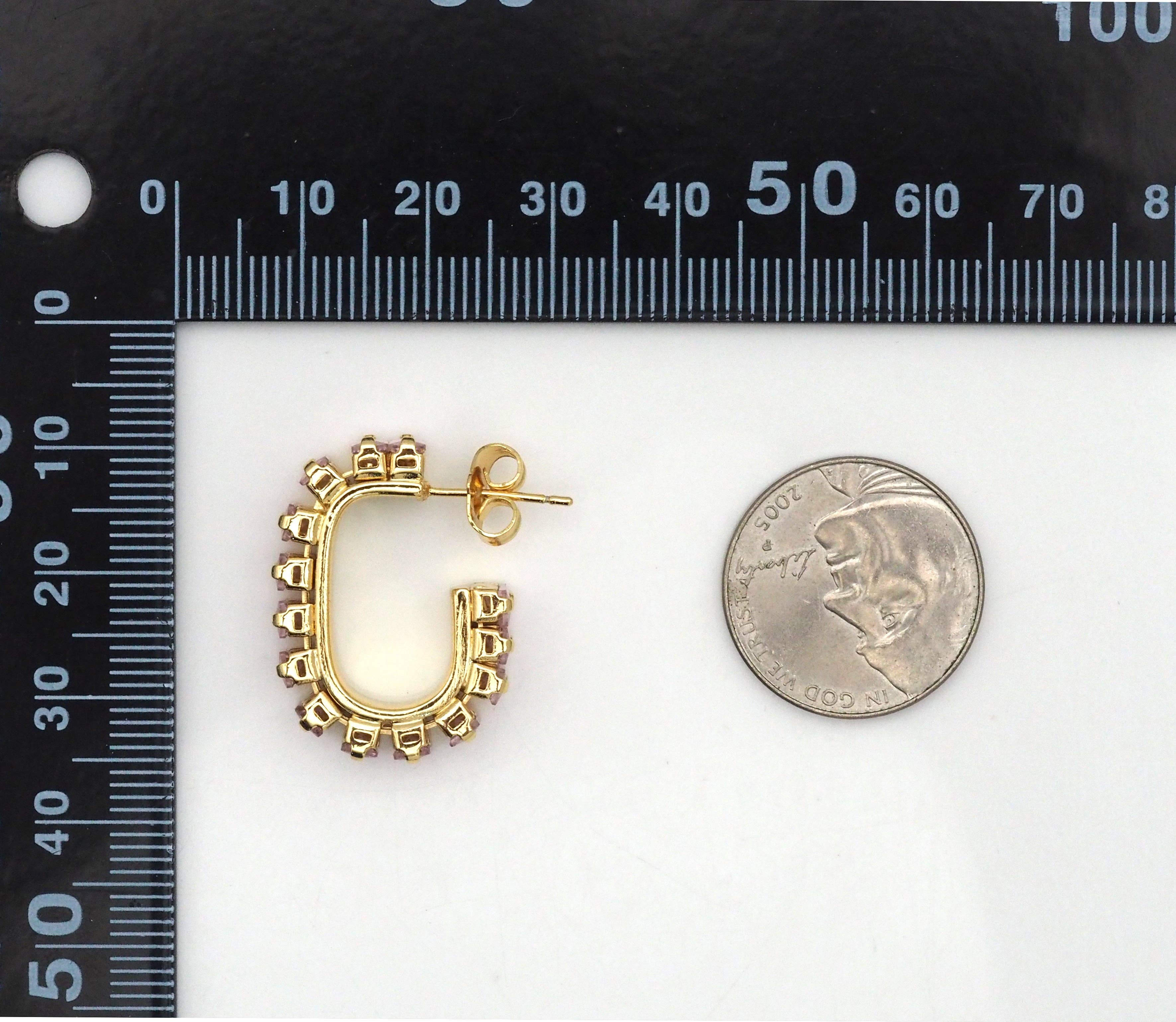 Gold Filled Baguette Colorful CZ Stud Earrings, Sku#LX192