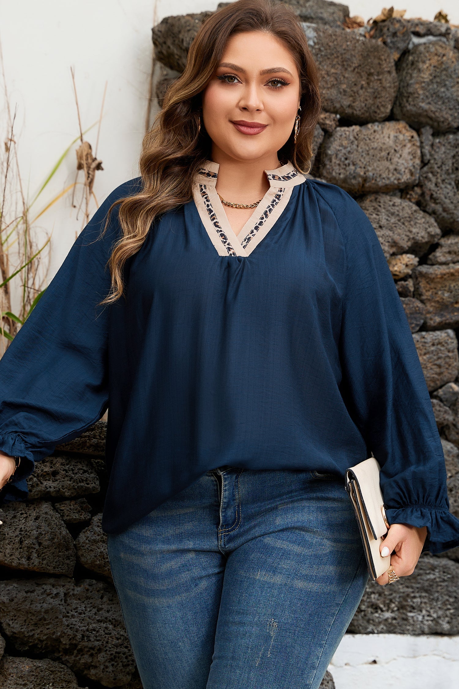 Katelyn Long Flounce Sleeve PLUS Blouse