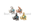 Turquoise CZ Micro Pave Elephant Shaped Pendant/Charm, Cubic Zirconia Pendant Charm,10mm,sku#Z535