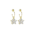 CZ Gold Flower Hoop Earrings, Sku#EF465