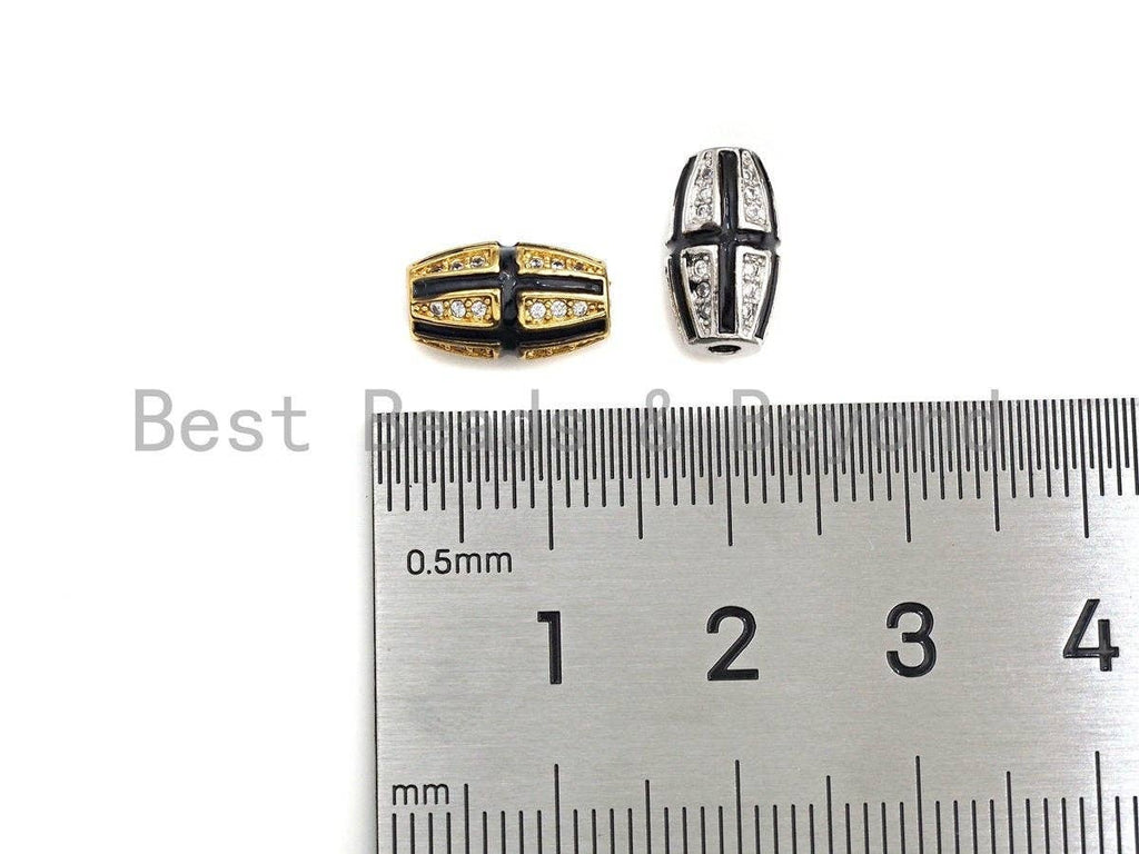 CZ Pave Barrel Shape beads, Cubic Zirconia Enamel Spacer Beads, 7x12mm, sku#Z935