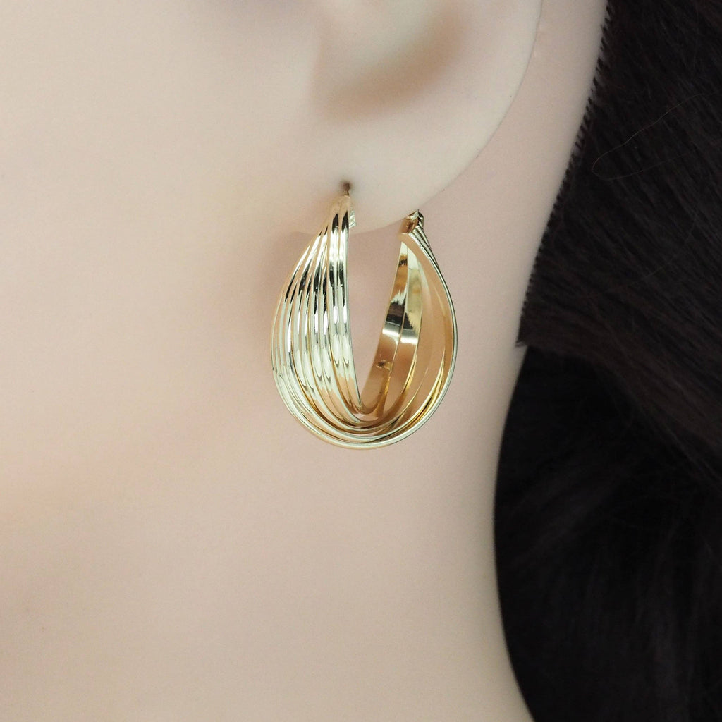 Silver Twisted Hoop Earrings, Sku#ZX132