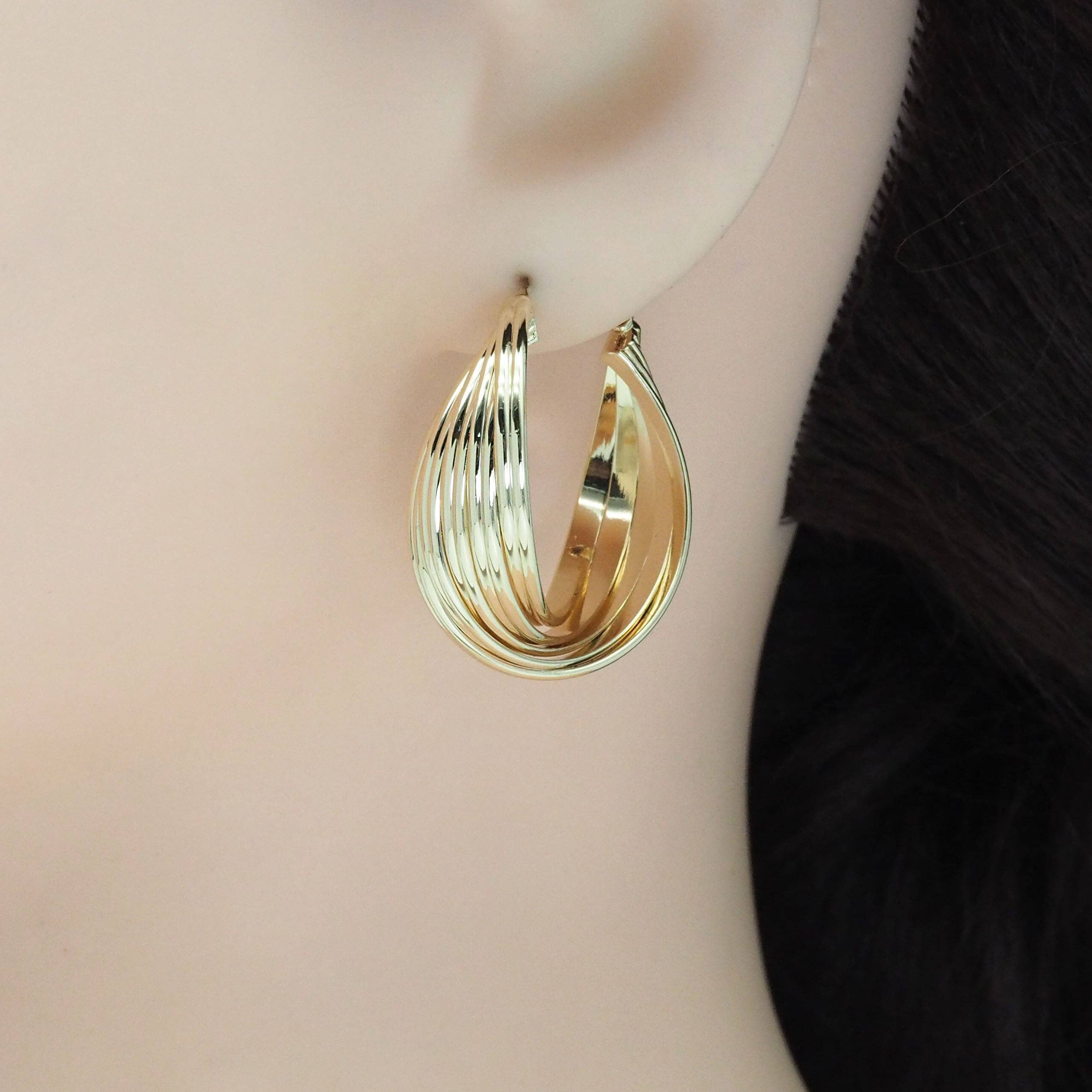 Silver Twisted Hoop Earrings, Sku#ZX132