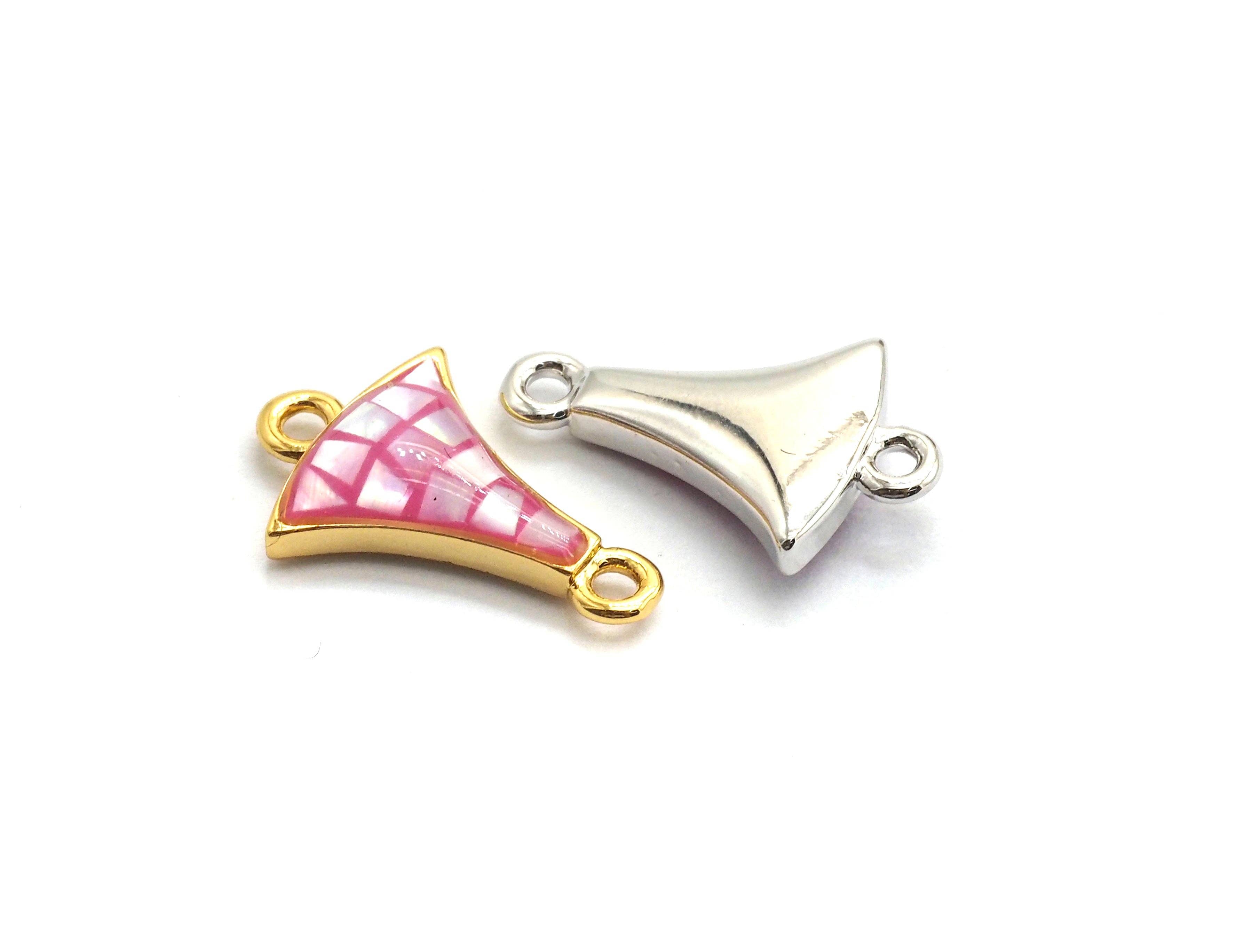 Natural Pink Shell Fan Shape Charm, 15x10mm, Sku#Z264