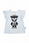 Girl's Teddy Heart Eyes Print Tee