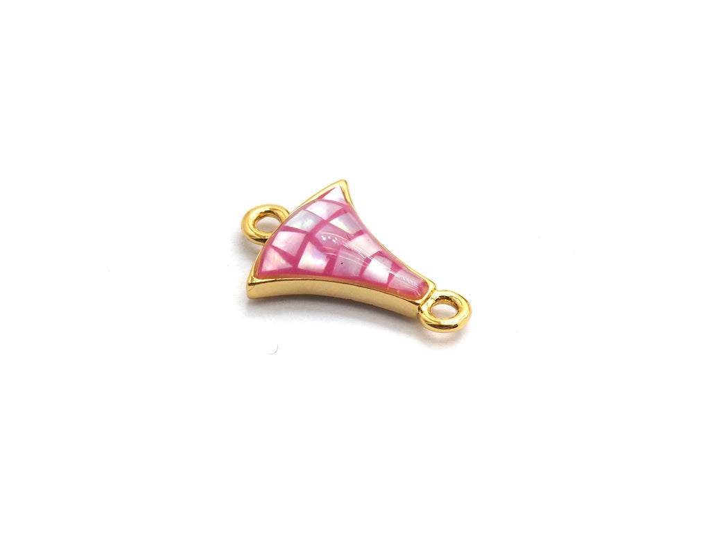 Natural Pink Shell Fan Shape Charm, 15x10mm, Sku#Z264
