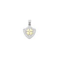 Dual Color CZ Gold Flower On Shield Charm Pendant, Sku#LX748