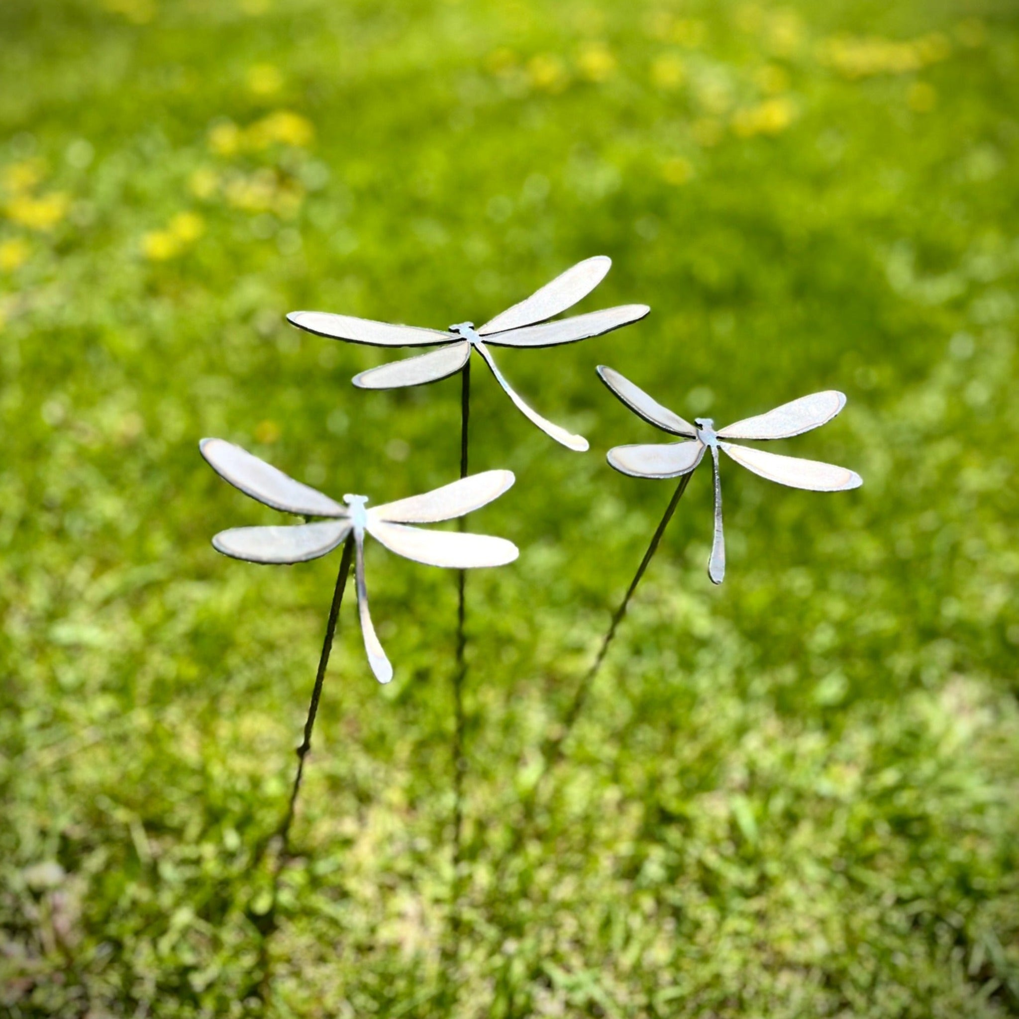 3-Pack Metal Dragonfly Garden Stakes