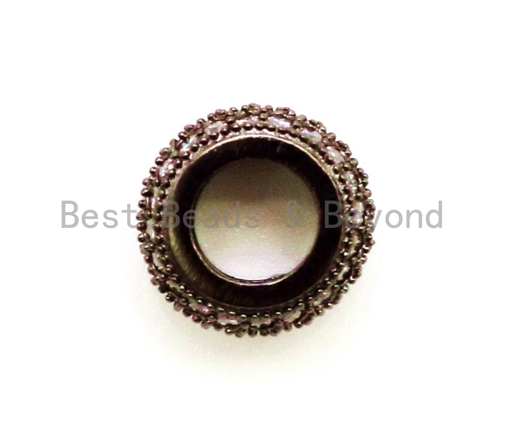 10x5mm CZ Micro Pave Rondelle Big Hole Spacer Beads, Cubic Zirconia Large Hole Space Beads, Sliding Beads, sku#G76