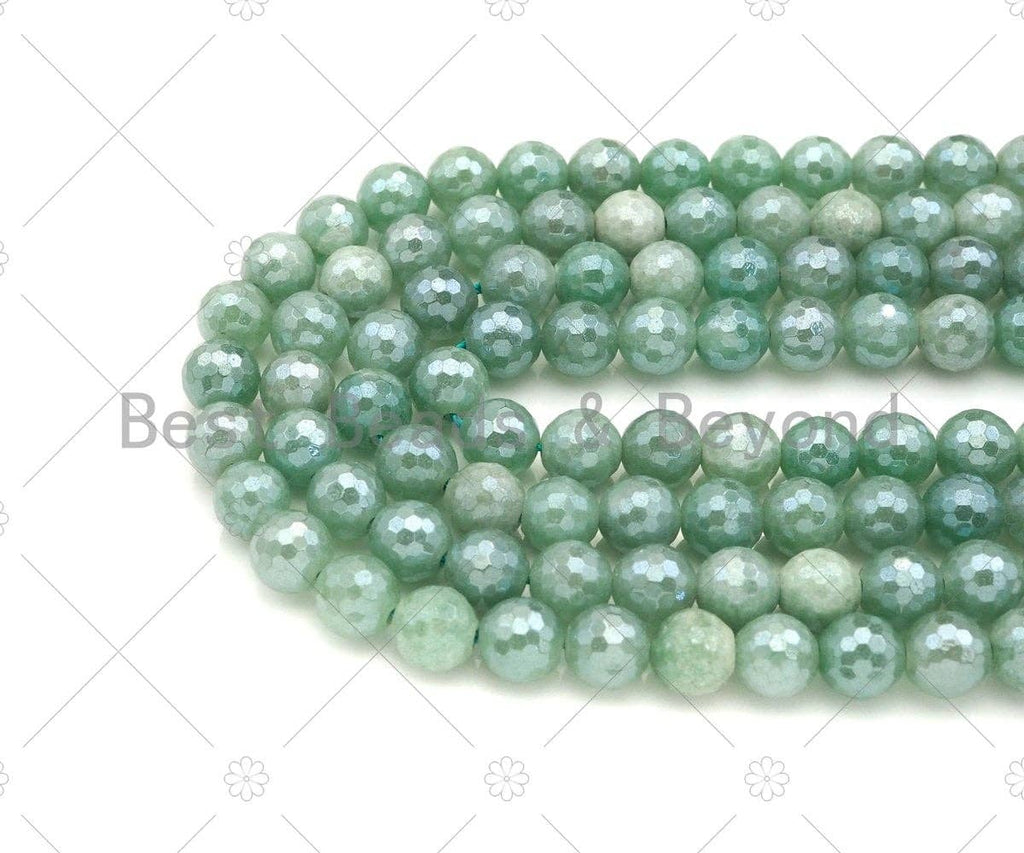 Mystic Plated Faceted Green Aventurine Beads,SKU#UA211c