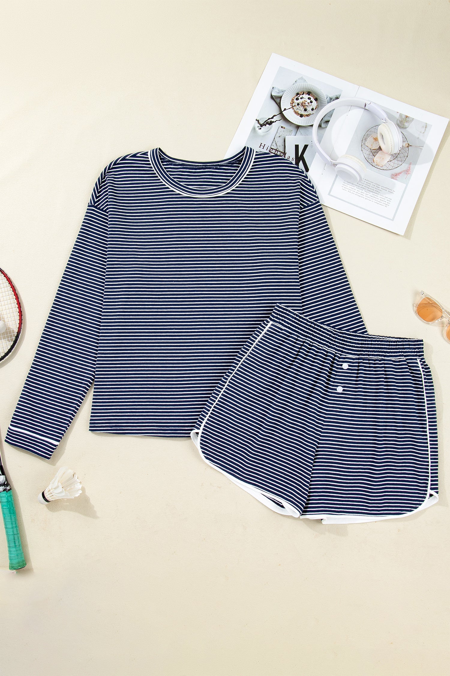 Georgia Lounge Set Long Sleeve Top-Threaded Pear