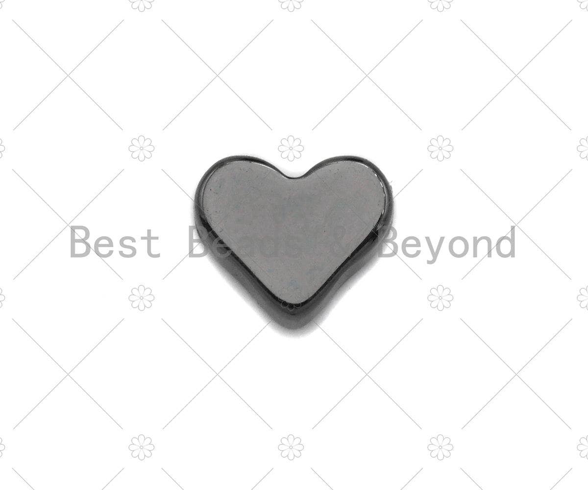 5pc/10pc Shiny Heart Spacer Beads, Gold/Silver/Rose Gold/Black Heart Beads, Dainty heart Space pave Beads, 3x7mm, sku#Y306