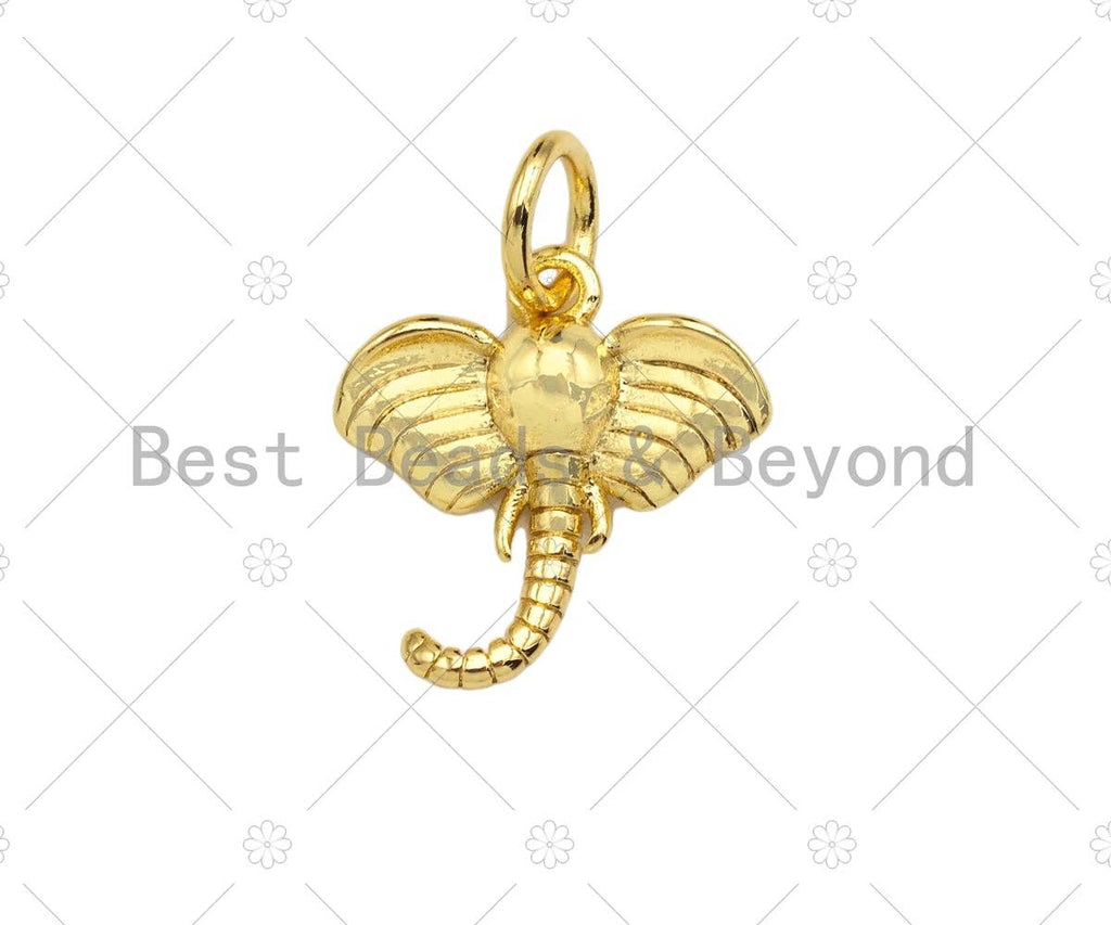 18K Dainty Gold Elephant Head Shape Pendant/Charm,Cute Elephant Charm, Necklace Bracelet Charm Pendant,13x12mm, Sku#Y402