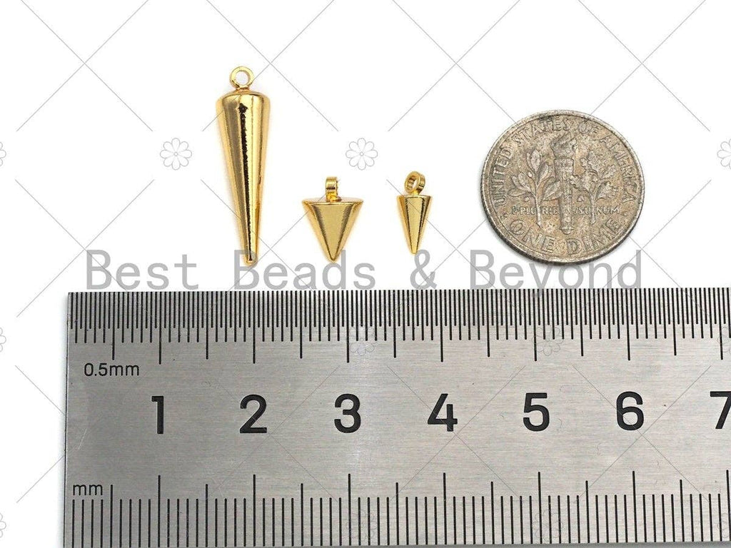 3D Gold/Silver/Rose Gold Cone Shape Charm, Spike Charm, Jewelry Supplies, DIY Jewelry, Spike Necklace Bracelet Earring Charm, sku#Y304