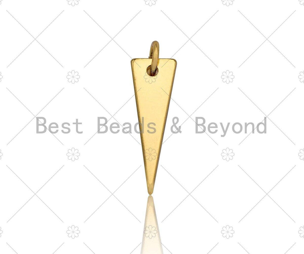 18k Shiny Gold Finish Triangle Charms, Dainty Triangle Charms, Triangle Pendant, 6x18mm, Sku#Y273