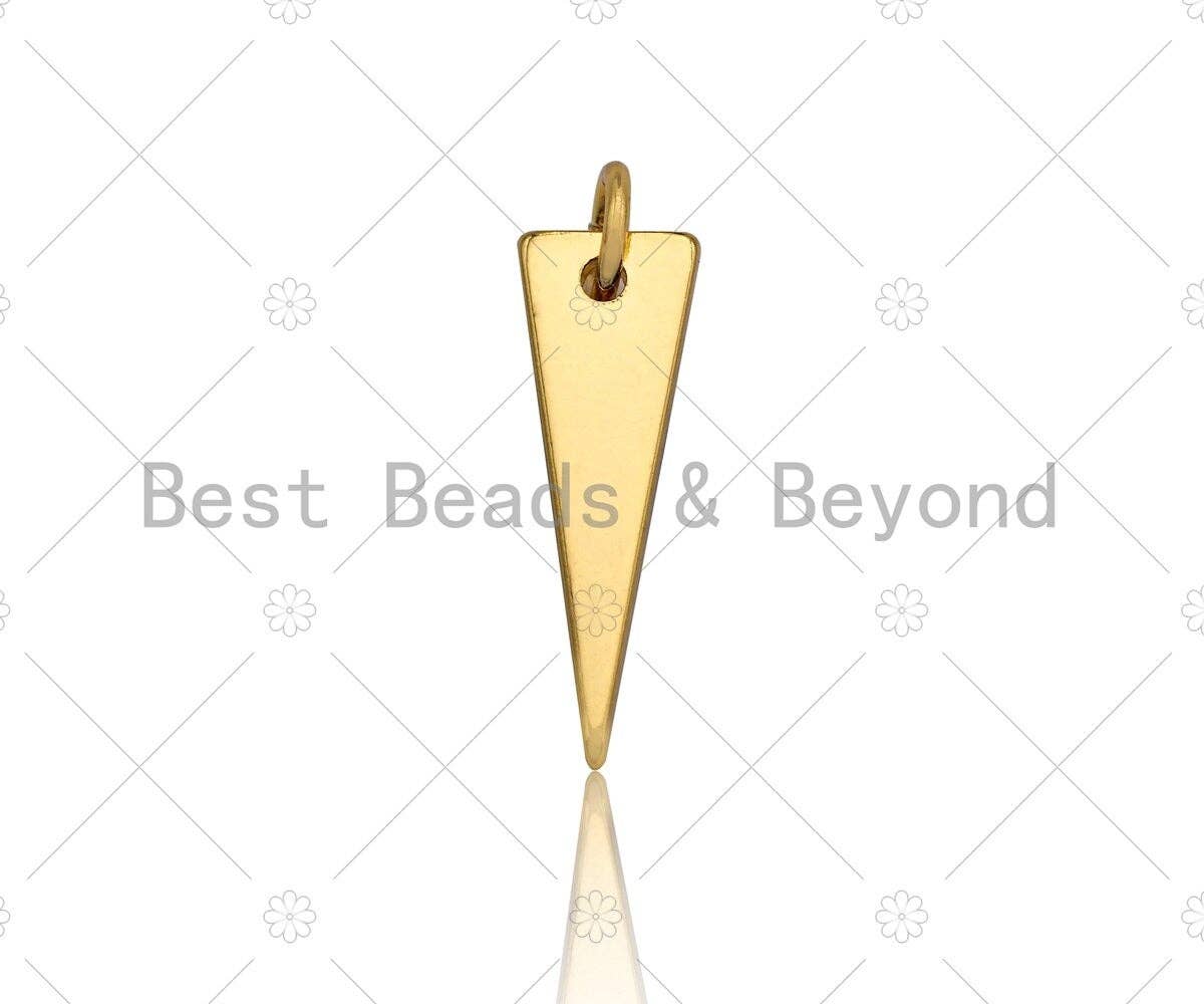 18k Shiny Gold Finish Triangle Charms, Dainty Triangle Charms, Triangle Pendant, 6x18mm, Sku#Y273