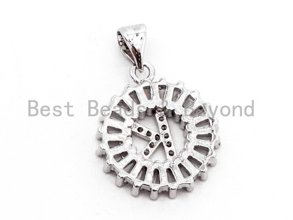 CZ Micro Pave Initial Letter K Charm/Pendent Beads,Cubic Zirconia Pave Alphabet Beads Pendent, Gold/Silver Finish,16x18mm,sku#Z230