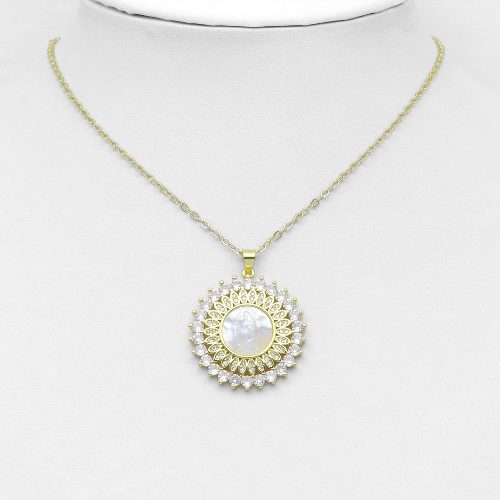 Beautiful CZ Mop Mother of Mary Pendant Charm, Sku#LX565