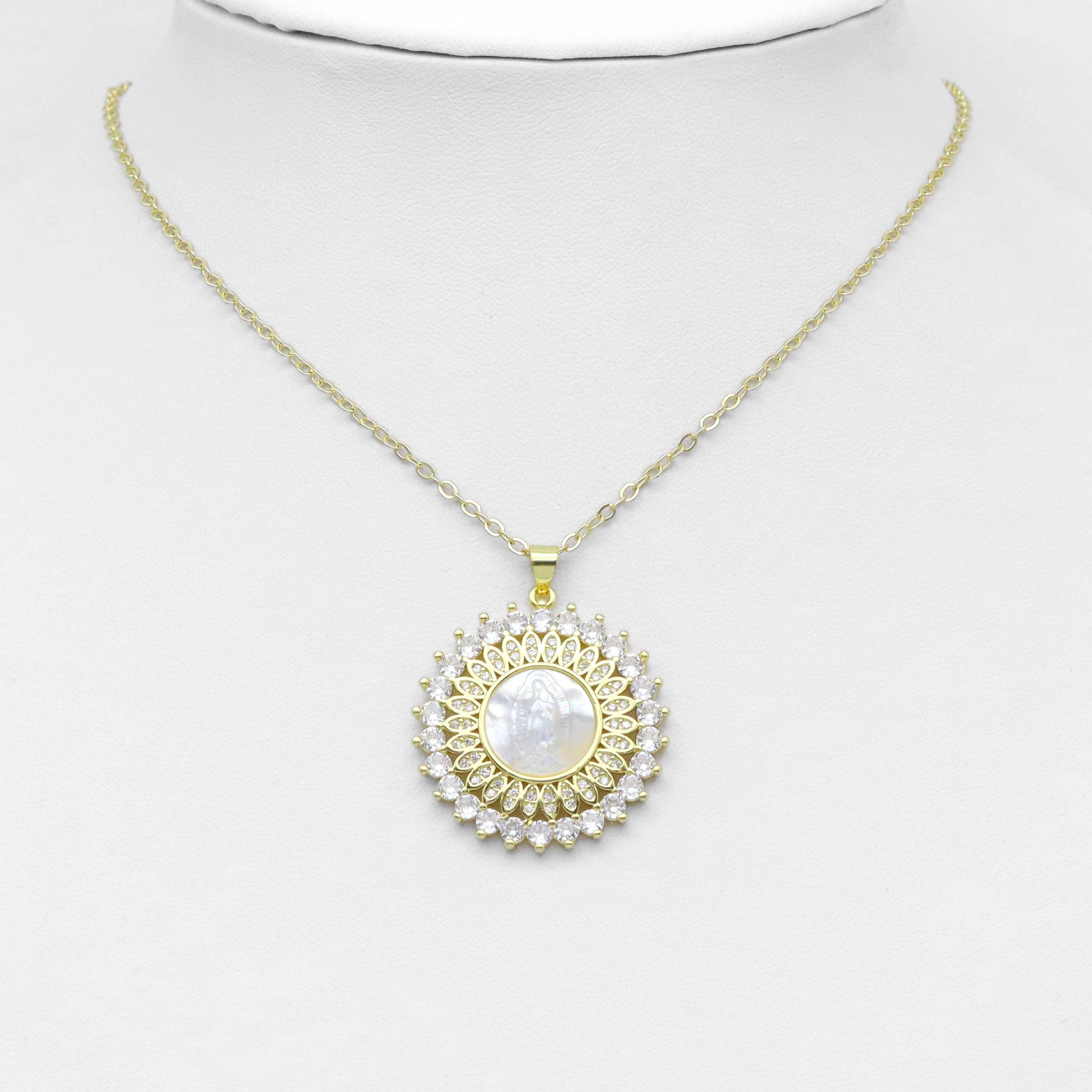 Beautiful CZ Mop Mother of Mary Pendant Charm, Sku#LX565