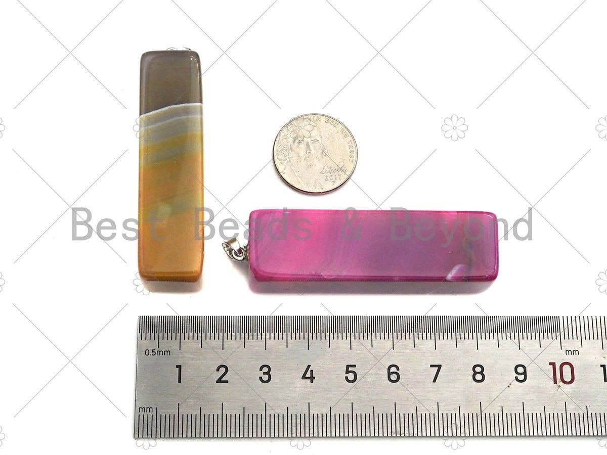 High Quality Natural Druzy Agate Cubic Column Shape Pendant, Necklace Agate Pendant,15x60mm,Sku#YK24