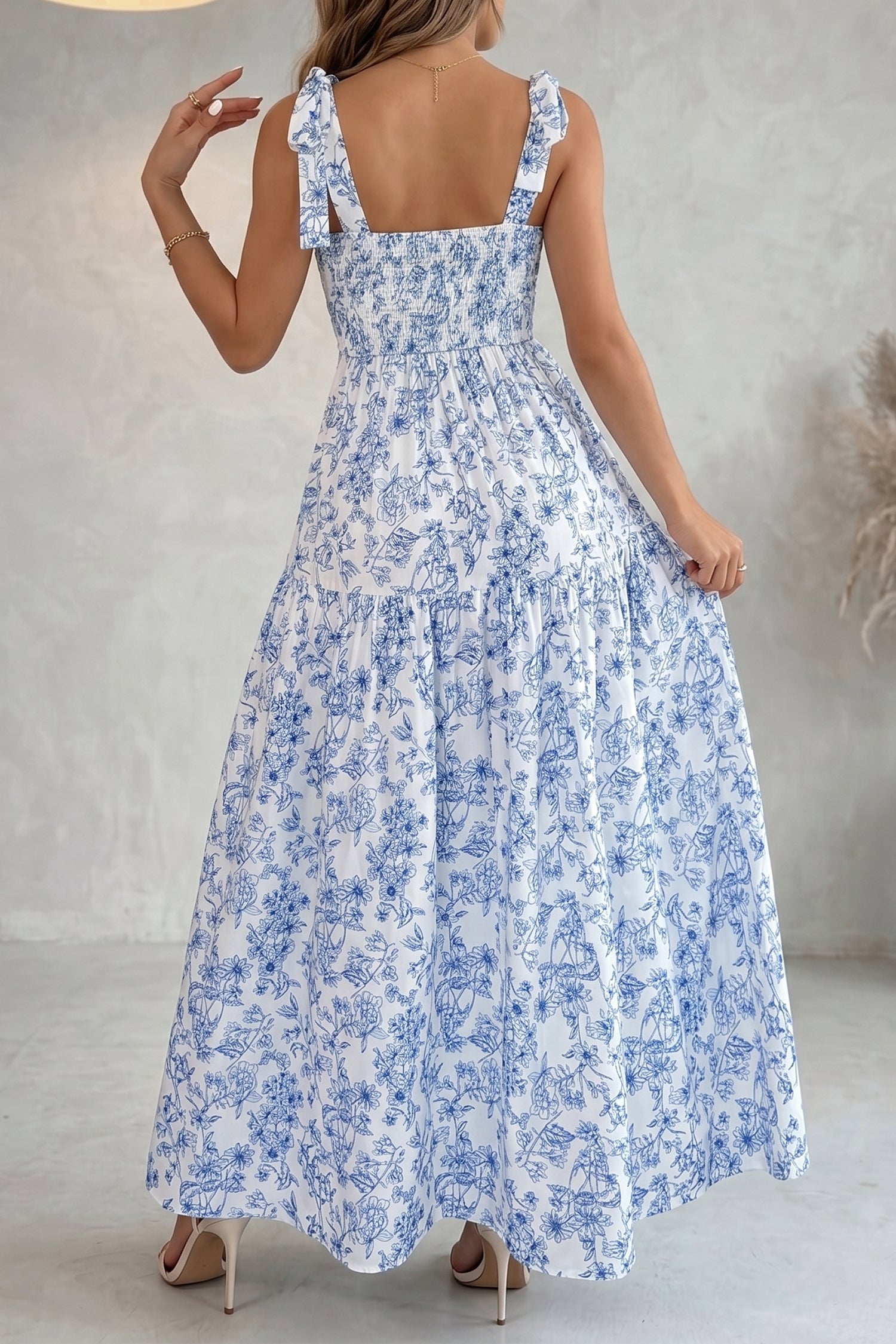 Megan Waist Flared Maxi Dress-Threaded Pear