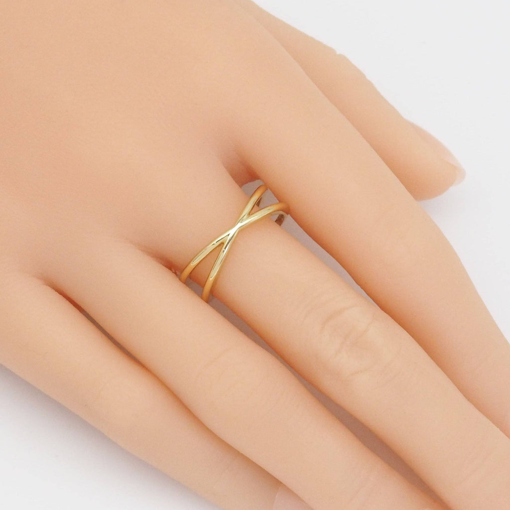 Gold Criss Cross Adjustable Ring, Sku#LX289