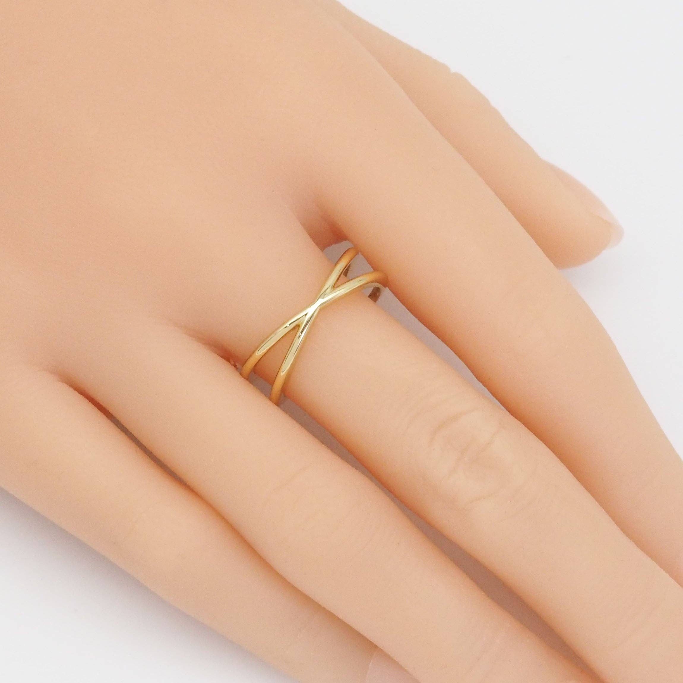 Gold Criss Cross Adjustable Ring, Sku#LX289
