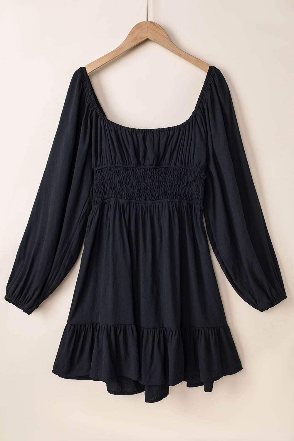 Tatum Drawstring Ruffle Mini Dress-Threaded Pear