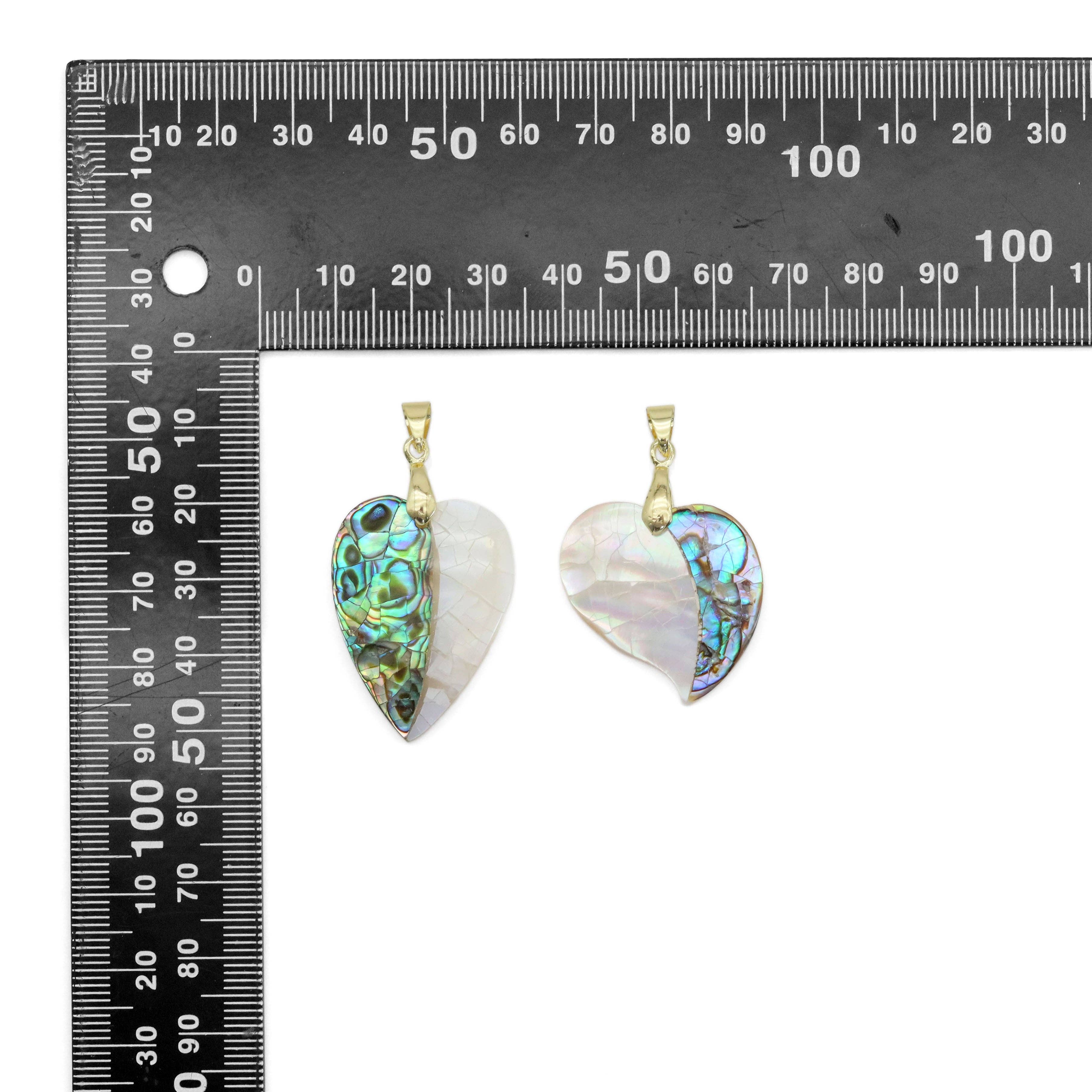 Mother of Pearl Abalone Shell Heart Shape Charm, Sku#LX461