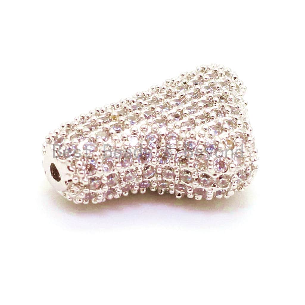 CZ Micro Pave Nugget Spacer Beads with Clear Crystal for Bracelet/Necklace, Cubic Zirconia Beads, 17x12x6mm, Bracelet Charms, sku#G64
